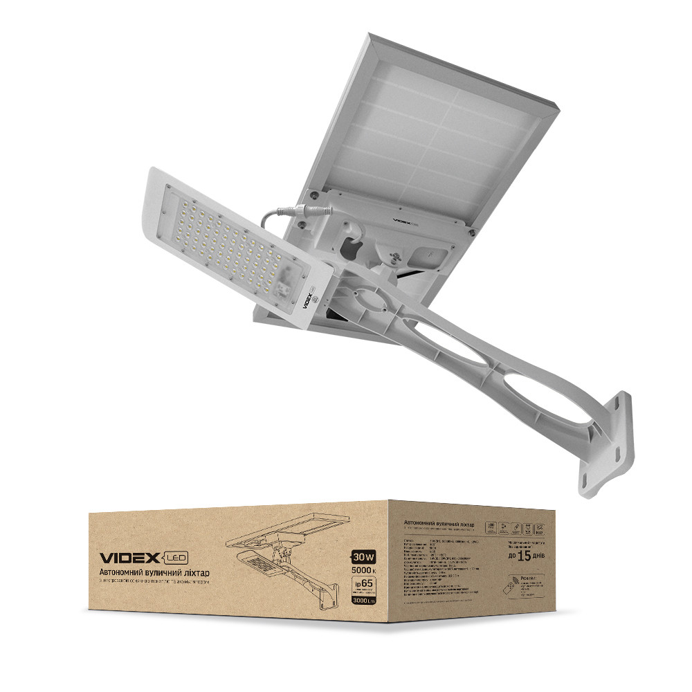 LED фонарь уличный автономный Videx 30W 5000K VL-SL206-305-SO 25132