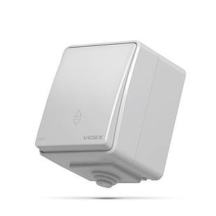 IP65 Вимикач зовнішній одноклавішний прохідний сірий Videx Binera VF-BNW11P-G 25380