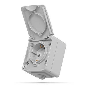 IP65 Розетка зовнішня одинарна із заземленням сіра Videx Binera VF-BNW21G-G 25185