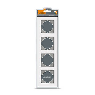 Рамка біле скло на 4 місця горизонтальна VIDEX BINERA