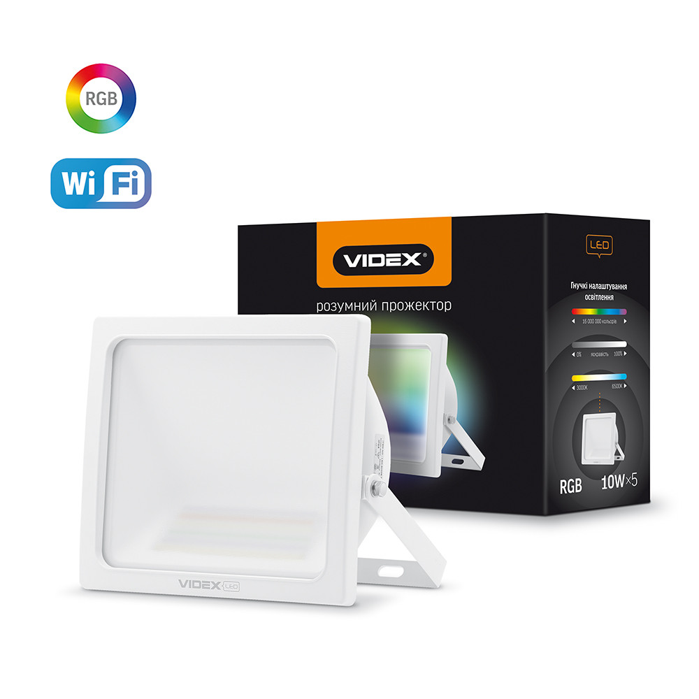 LED Смарт прожектор Videx 10W Rgb Wi-fi 3000-6500 Белый VL-F10Rgb-W 25537