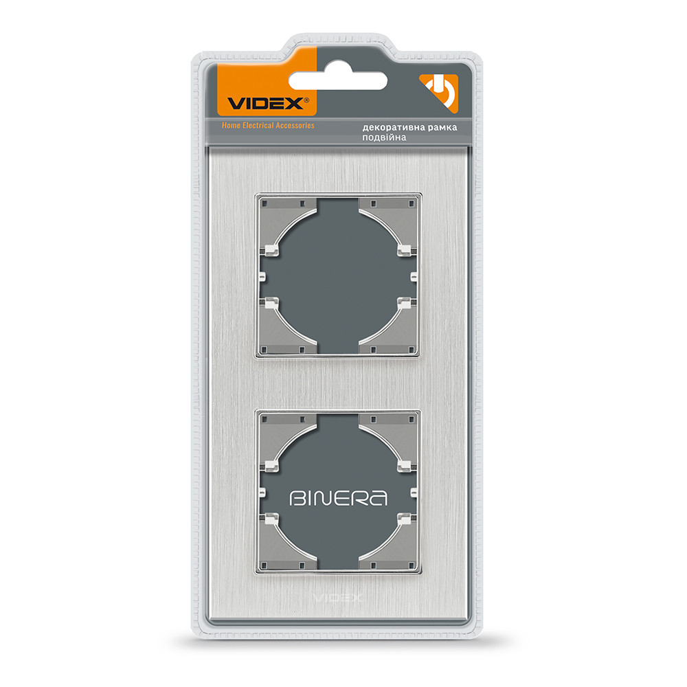 Рамка срібний алюміній на 2 місця вертикальна Videx Binera VF-BNFRA2V-SL 26130, фото 1