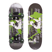 Скейтборд детский Mini в сборе (роликовая доска) 43х13х1,2см SK-4931, Черно-зелёный: Gsport