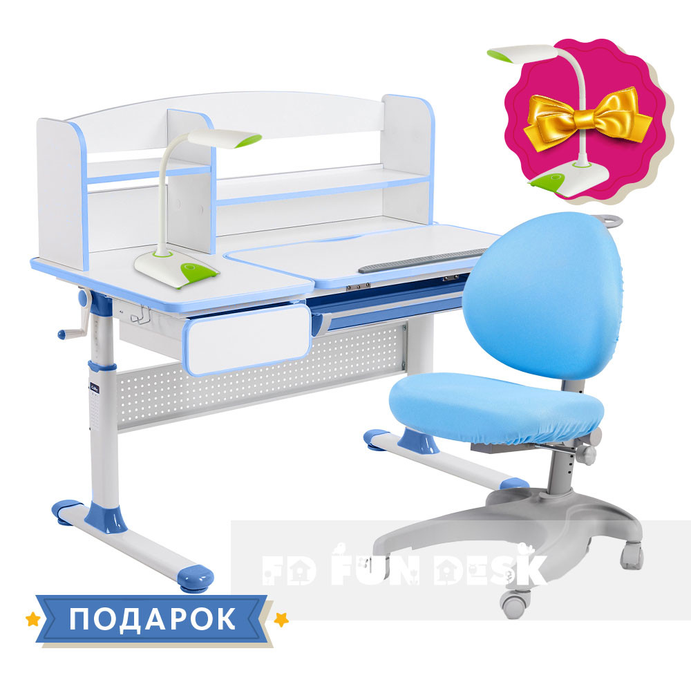 Комплект для школяра парта Cubby Rimu Blue + ергономічне крісло FunDesk Cielo Blue