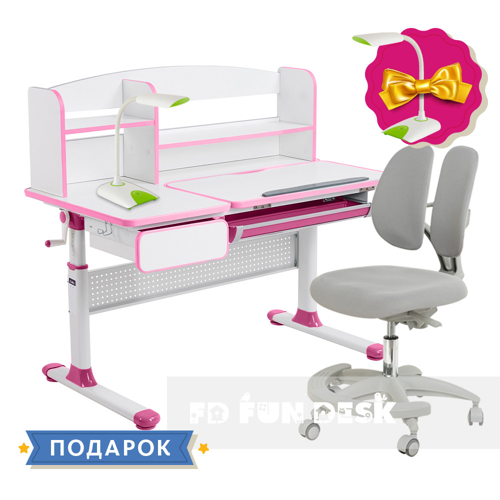 Комплект для принцеси 👸 парта Cubby Rimu Pink + крісло для дому FunDesk Primo Grey