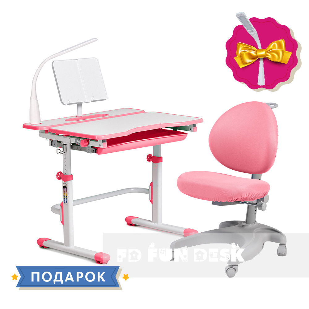 Комплект для дівчинки зростаюча парта Cubby Fressia Pink + ергономічне крісло FunDesk Cielo Pink