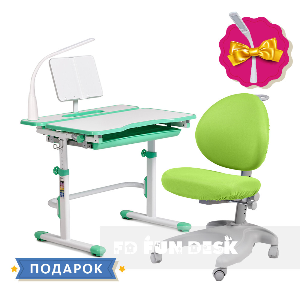Комплект pастущая парта Cubby Fressia Green + эргономичное кресло FunDesk Cielo Green