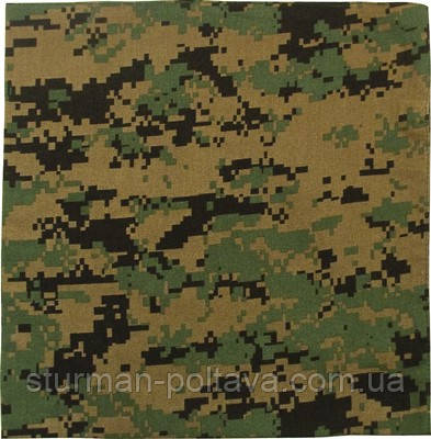 Бандана велика камуфляжна DIGITAL WOODLAND бавовна розмір 70х70 см Rotcho США, фото 1