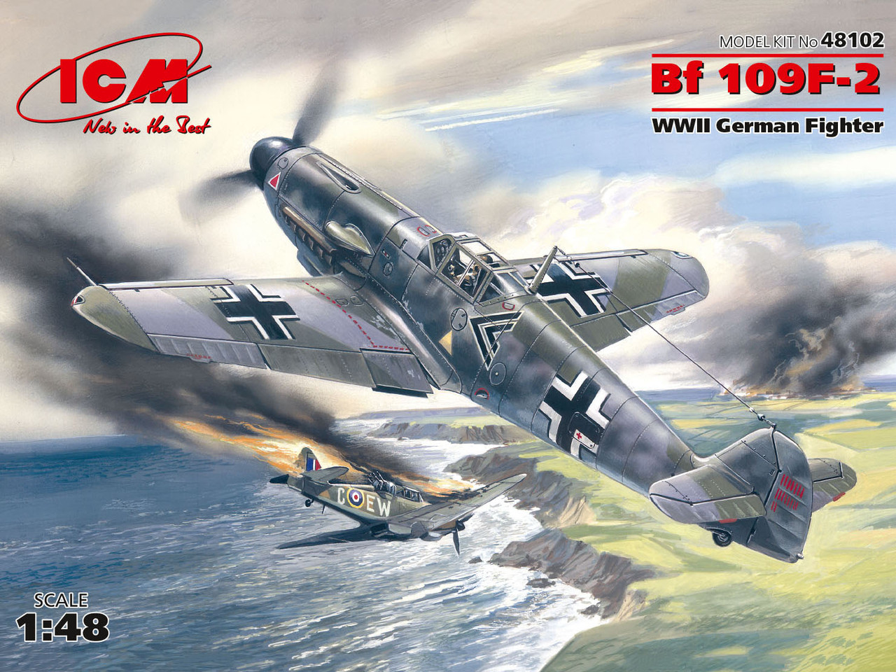 BF 109 F-2. Збірна платикова модель німецького винищувача ІІ МВ. 1/48 ICM 48102