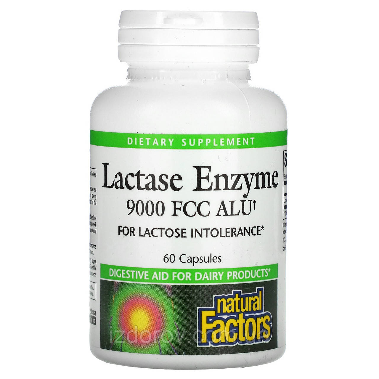 Лактаза 9000 FCC Natural Factors Lactase Enzyme при непереносимості лактози 60 капсул