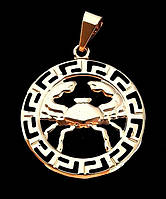 Кулон TSATSA зі знаком зодіаку "Рак". Позолота ЧВ. Діаметр: 25 мм.