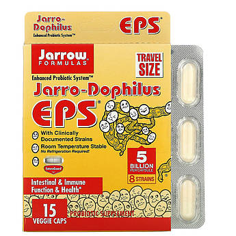 Jarrow Formulas, Комплекс пробіотиків Jarro-Dophilus EPS, 5 мільярдів, 15 рослинних капсул