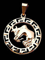 Кулон TSATSA зі знаком зодіаку "Телець". Позолота ЧВ. Діаметр: 25 мм.