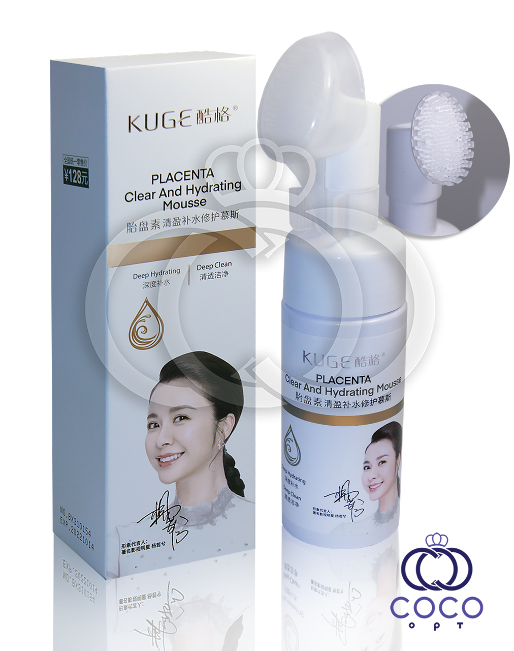 Пінка-мус для вмивання з плацентою Placenta Clear And Hydrating Mousse зі щіткою 120 мл, фото 1