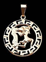 Кулон TSATSA зі знаком зодіаку "Водолій". Позолота ЧВ. Діаметр: 25 мм.