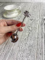 Кофейная ложечка декоративная пальма серебристого цвета, ложка для десертов