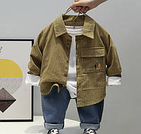 Детский комплект (рубашка+джинсы) горчичного цвета 110см