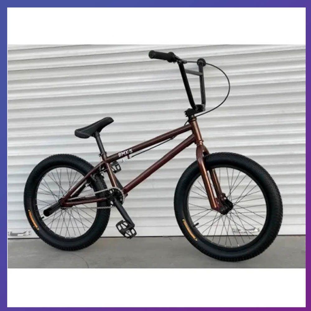 Трюковий велосипед BMX двоколісний на сталевій рамі з пегами TopRider BMX-20 дюймів коричневий