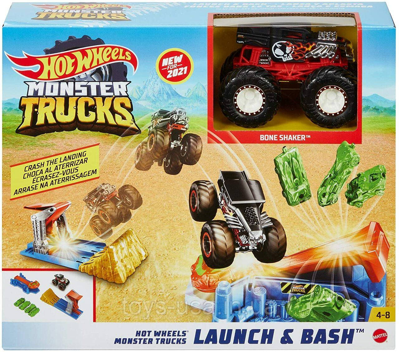 Трек Хот вилс Запускай и круши Hot Wheels Monster Trucks Launch and Bash:  продажа, цена в Киеве. Детские железные дороги, автотреки от 