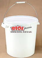 Відро 20 л харчове (ø31 см, h-33 см) пластикове кругле біле з кришкою і металевою ручкою