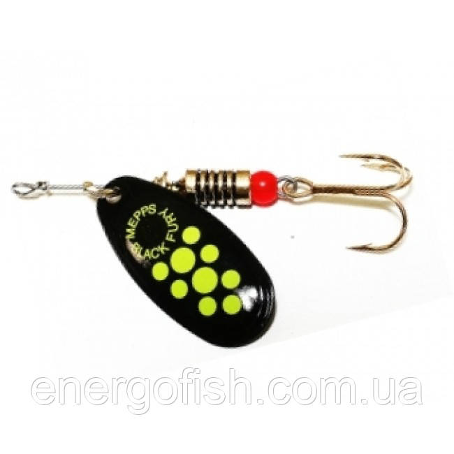 Блешня Mepps Black Fury 2 чорна/Шартрез точки, фото 1