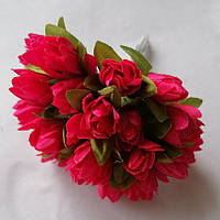 Тюльпани з тканини, колір яскраво-червоний, 2 см, пучок — 20 шт.