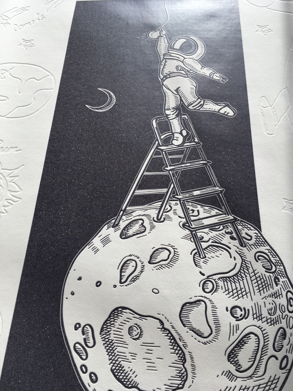 Постеры на стену Космонавт на луне Man on the moon Dimense print 50 см х 75 см - фото 1 - id-p1394772675