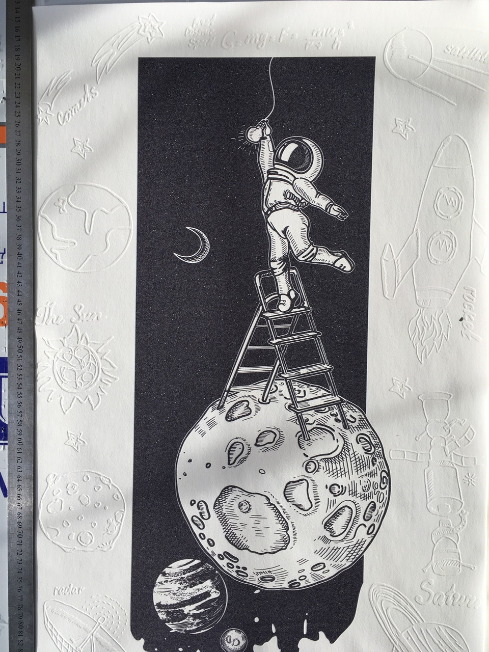 Постеры на стену Космонавт на луне Man on the moon Dimense print 50 см х 75 см - фото 5 - id-p1394772675