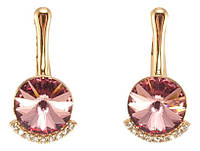 Серьги Xuping Позолота 18K с кристаллами Swarovski английский замок "Кристалл Antique Pink с цирконием на