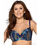 Польський купальник жіночий роздільний синій блискучий Ava SK 101 великого розміру, щільна чашка ава, фото 2