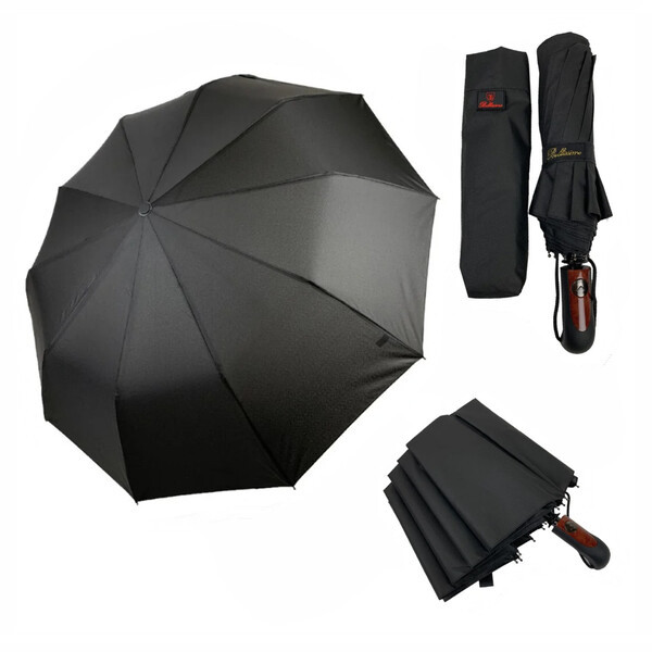 Парасолька чоловіча автомат Bellissimo 10 спиць антивітер купол 100 см Чорний (10477) - фото 1 - id-p1210490509