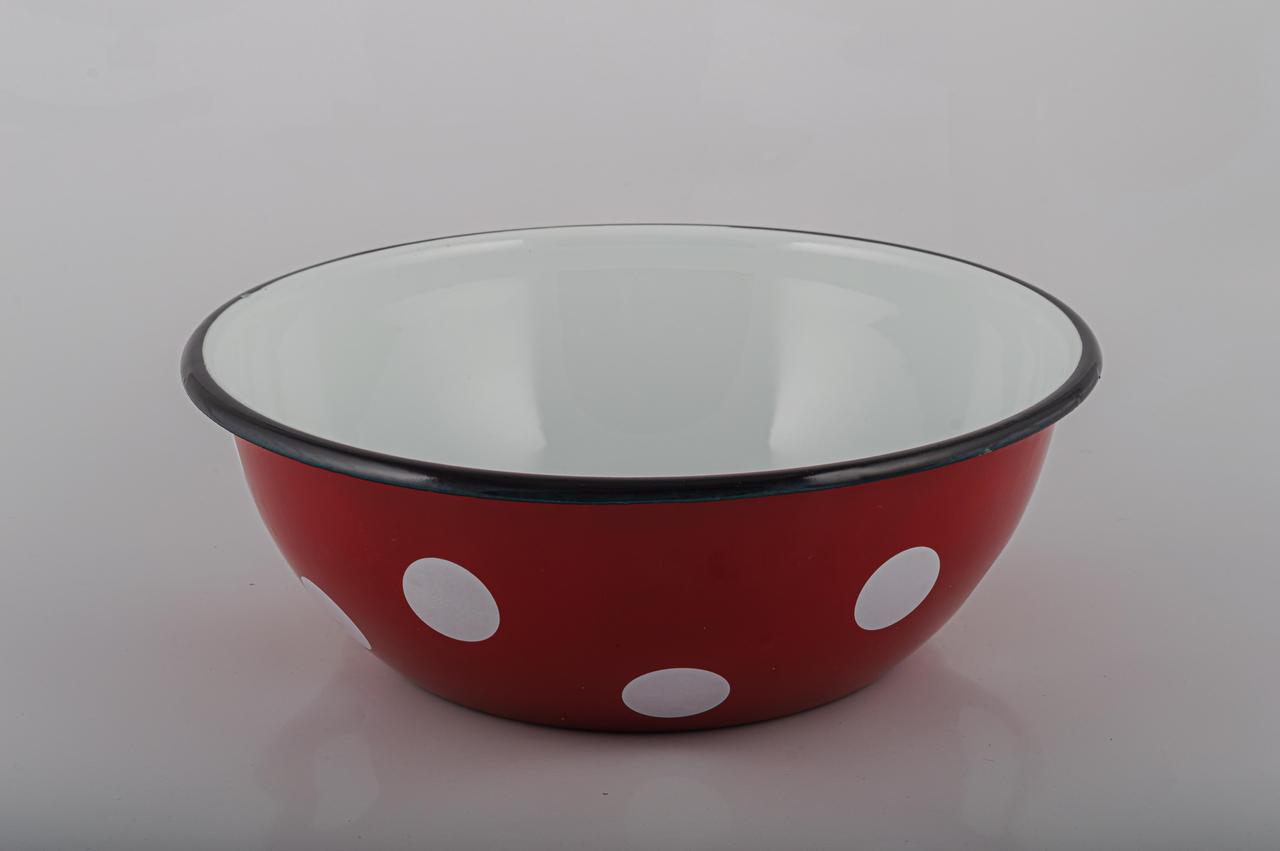 Миска емальована 4.0 л Білий горох червона Idilia 0314/4