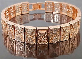 Браслет TSATSA. Позолота ЧВ. Камені: білий циркон. Довжина: 20 см. Ширина 12 мм.