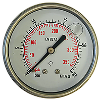 Манометр аксиальный/осевой (глицериновый) DN 63 G 1/4" 25 bar