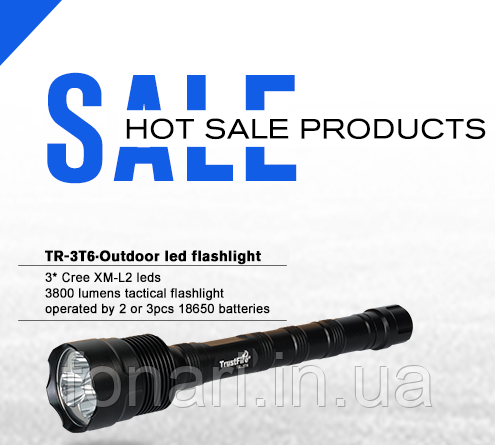 Фонарь TrustFire TR-3T6 3xCree XM-L2, 2/3x18650, далекобійний "3800" люмен