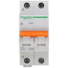 Автоматичний вимикач Schneider Electric Домовий 1P+N 32А (C) 4.5 кА