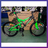 Велосипед горный скоростной Azimut Scorpion 24 дюйма 17" рама на рост 160-175 см черно-зеленый