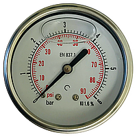 Манометр аксиальный/осевой (глицериновый) DN 63 G 1/4" 6 bar