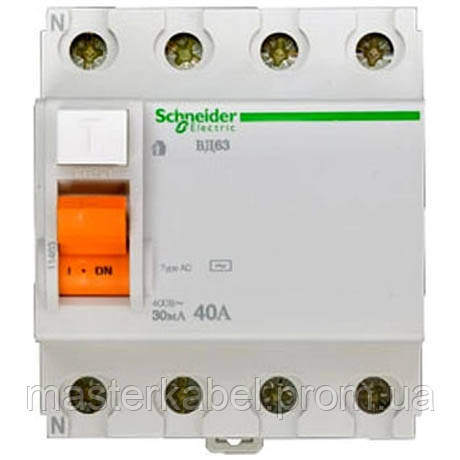 УЗО Schneider Electric Домовой 4P 40А 30мА (AC) — Купить Недорого на ...