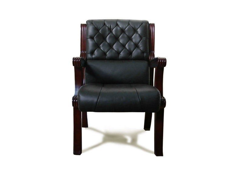 Кресло офисное для конференций Сорренто палисандр, комбинированная кожа люкс черная (Диал ТМ) - фото 3 - id-p107284083