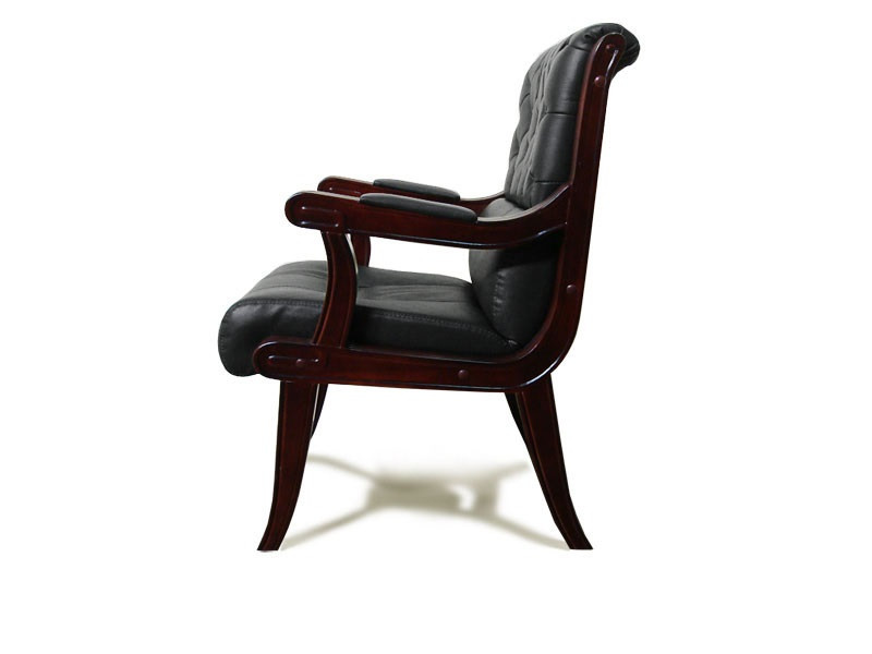 Кресло офисное для конференций Сорренто палисандр, комбинированная кожа люкс черная (Диал ТМ) - фото 4 - id-p107284083