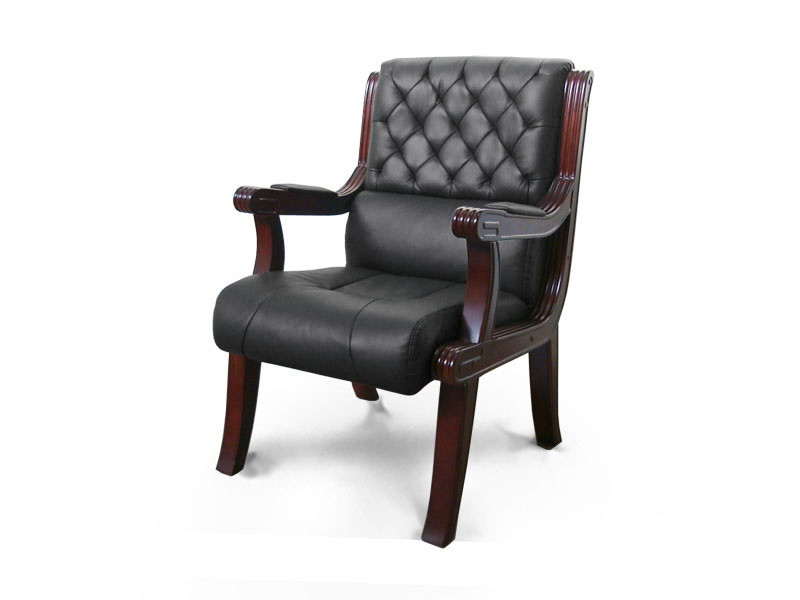 Кресло офисное для конференций Сорренто палисандр, комбинированная кожа люкс черная (Диал ТМ) - фото 1 - id-p107284083
