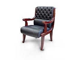 Крісло офісне Сорренто горіх шкіра люкс Чорна (Діал ТМ)