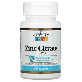 Zinc Citrate 50 мг 21st Century 60 таблеток