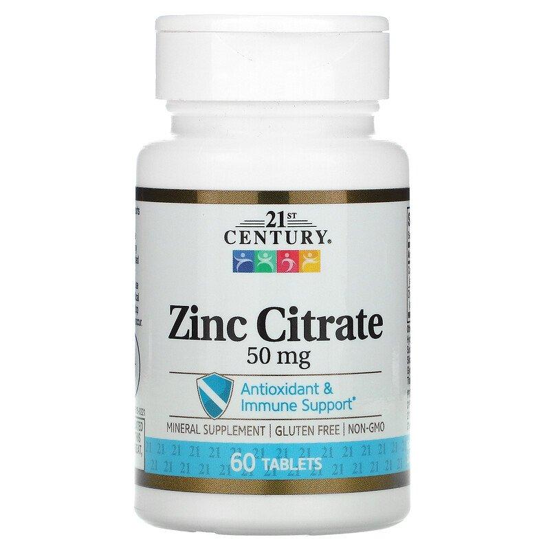 Zinc Citrate 50 мг 21st Century 60 таблеток, фото 1