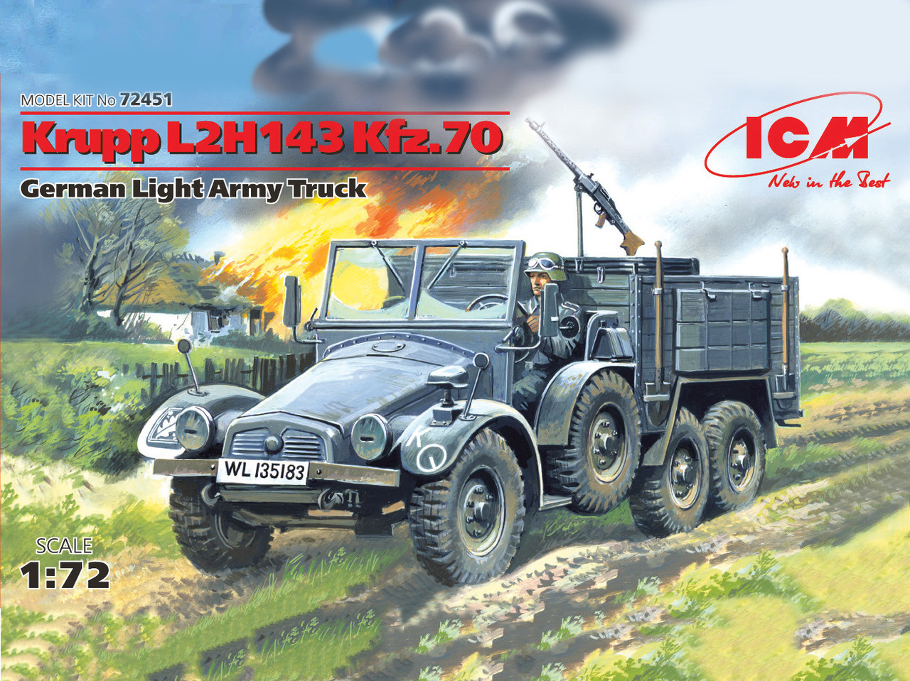 Німецький тягач Krupp L2H143 Kfz.70. Збірна модель в масштабі 1/72. ICM 72451