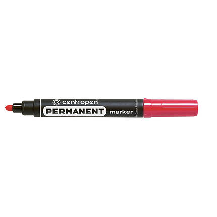 Маркер перманентний Permanent Centropen 2.5 мм круглий червоний 8566/02, фото 2