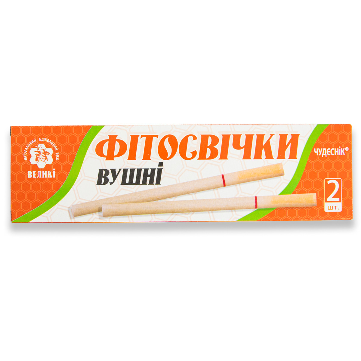 Фітосвічки вушні "Сhudesnik" великі, свічка чищення для вуха, фіто-воронка від пробки вух (свечи для ушей), фото 1