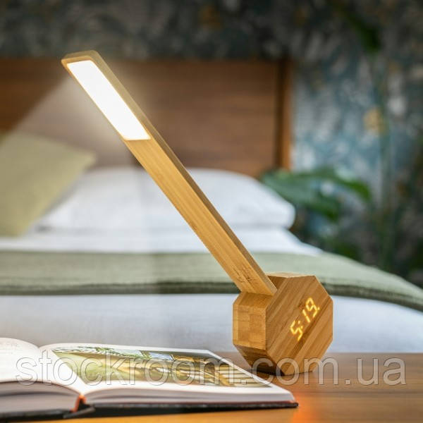 Світильник c будильником Gingko "OCTAGON ONE PLUS" бамбук