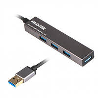 Разветвитель-хаб 4xUSB 3.0 Type-A на 4 порта Maxxter HU3A-4P-02, металл